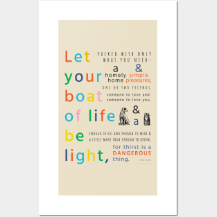 Three Men in a Boat - Jerome K Jerome quote - Let your boat of life be light Posters and Art